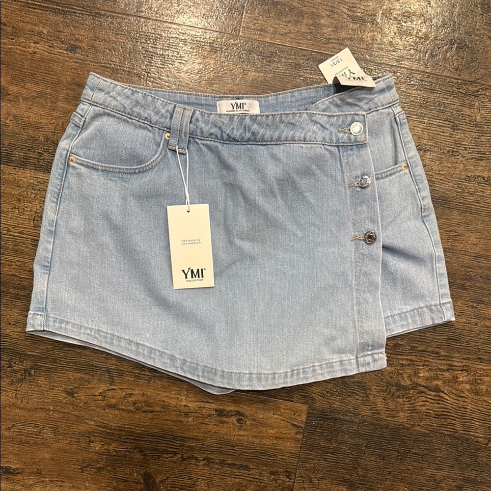 YMI Blue Asymmetrical Mini Skirt Casual